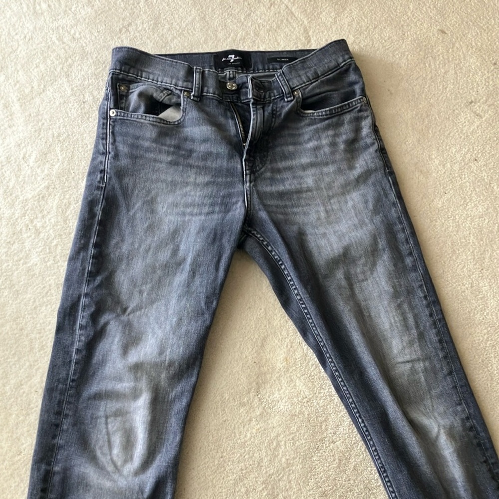 7 For All Mankind Gray Slim Jeans with Tapered Legs